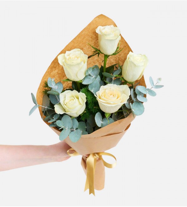 5'li Beyaz Gül Buketi